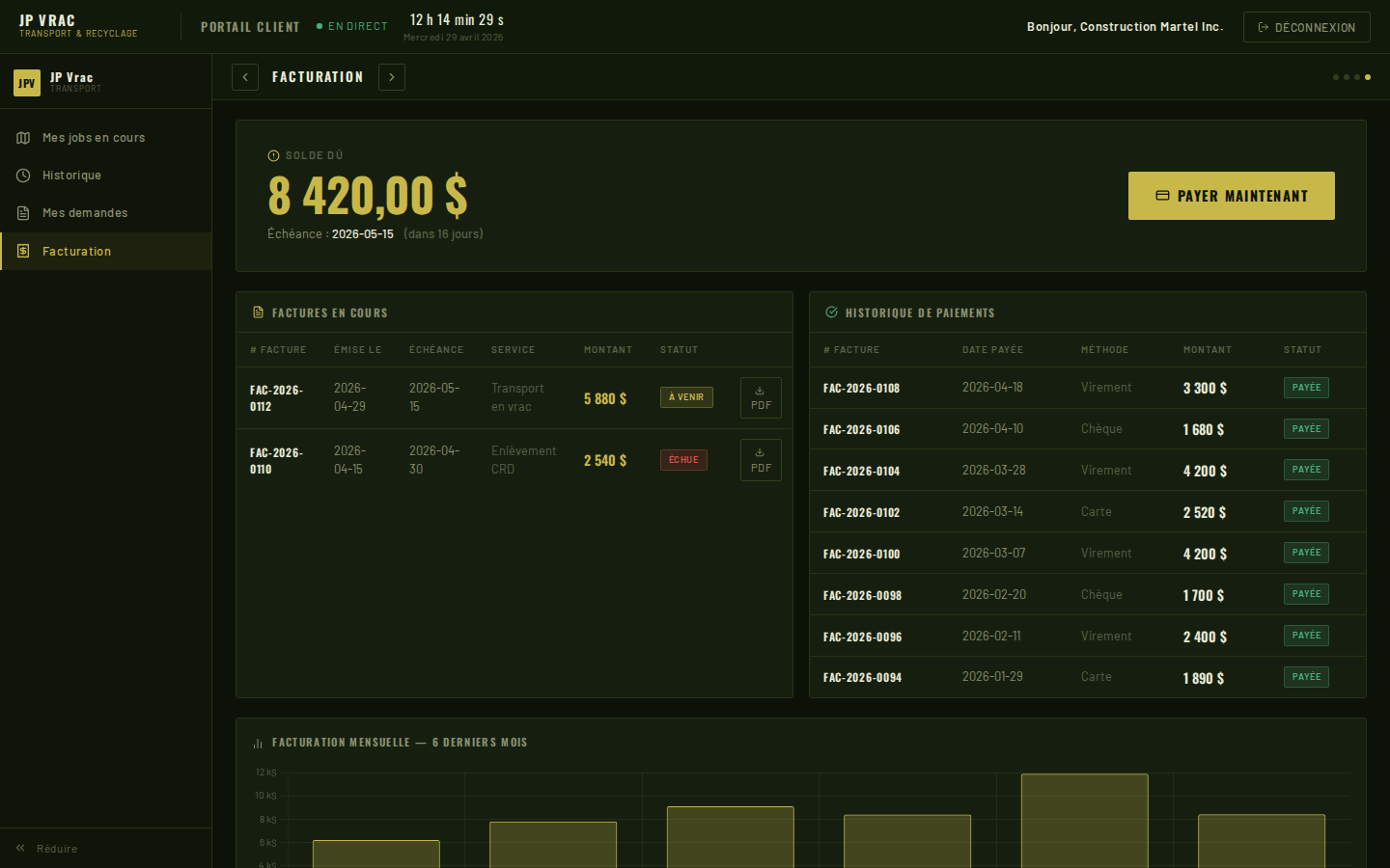 Facturation — Solde, factures et paiements
